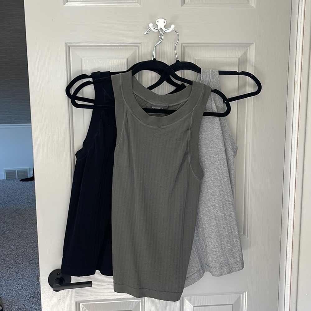 Athleta muscle tanks size large. Gray, black and gray! No tags